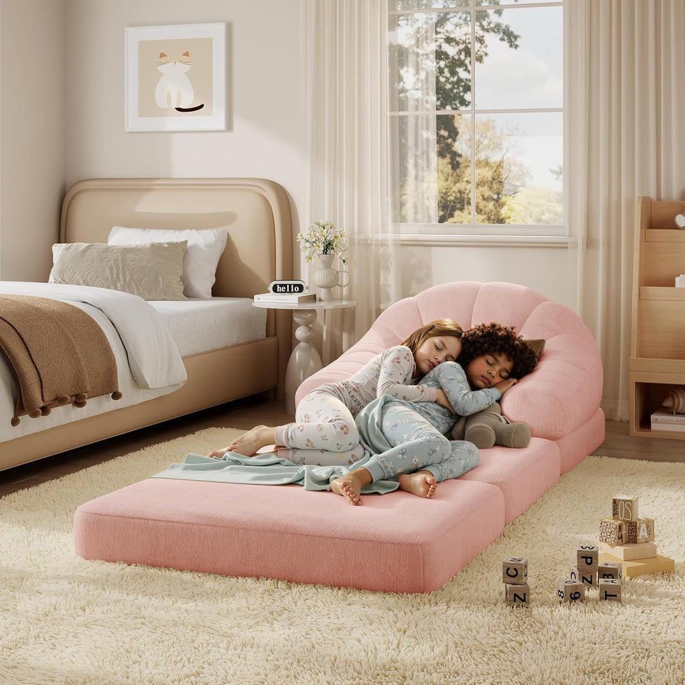 Yaheetech 93" Folding Sofa Bed Convertible Sofa Chenille, Pink