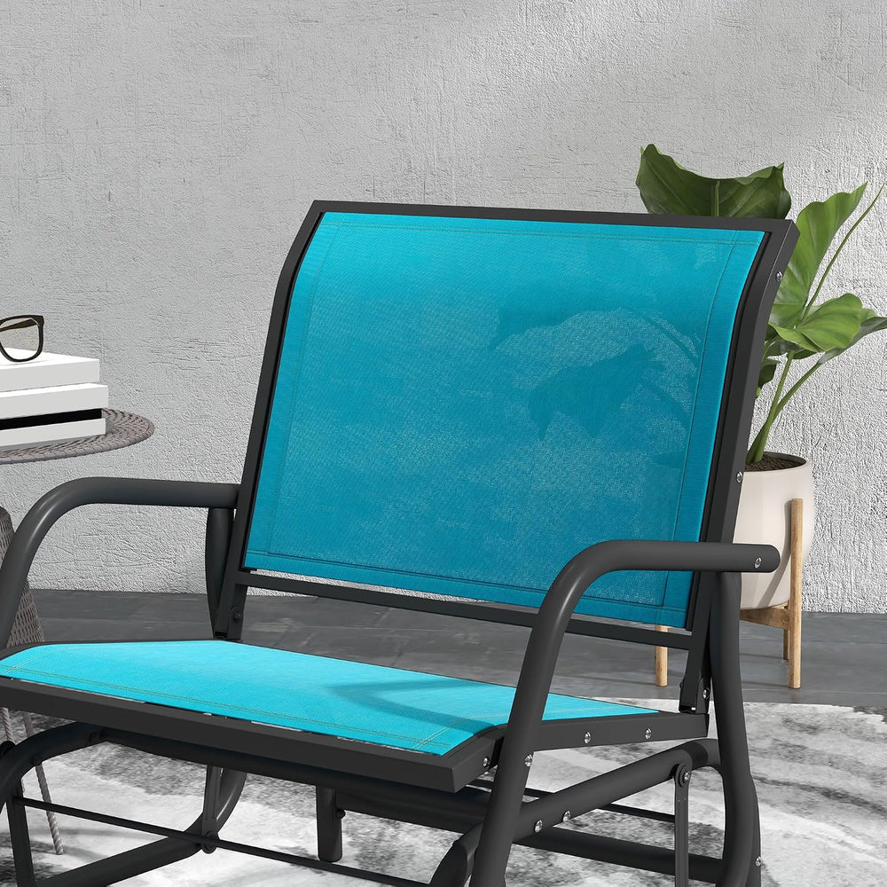 Outsunny Porch Glider Set of 2 Steel Frame Blue