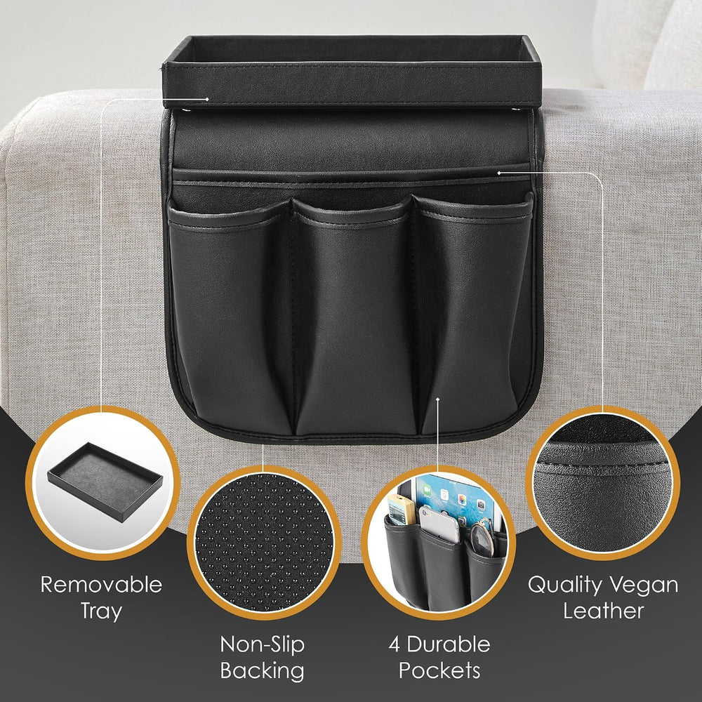 Armchair Caddy, Recliner Accessories, Armrest Organizer, Black