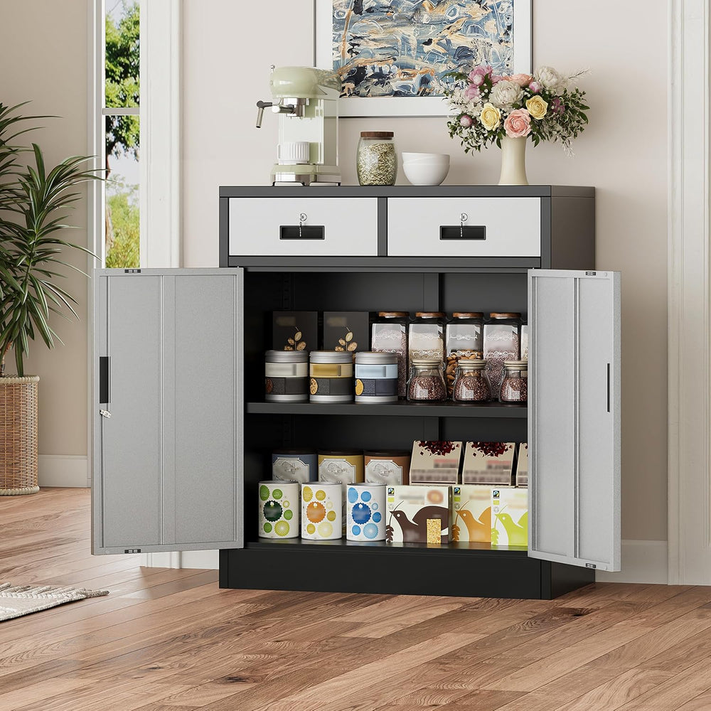 BESFUR Metal Storage Cabinet, Garage Storage Cabinet with 2 Drawers and Adjus...