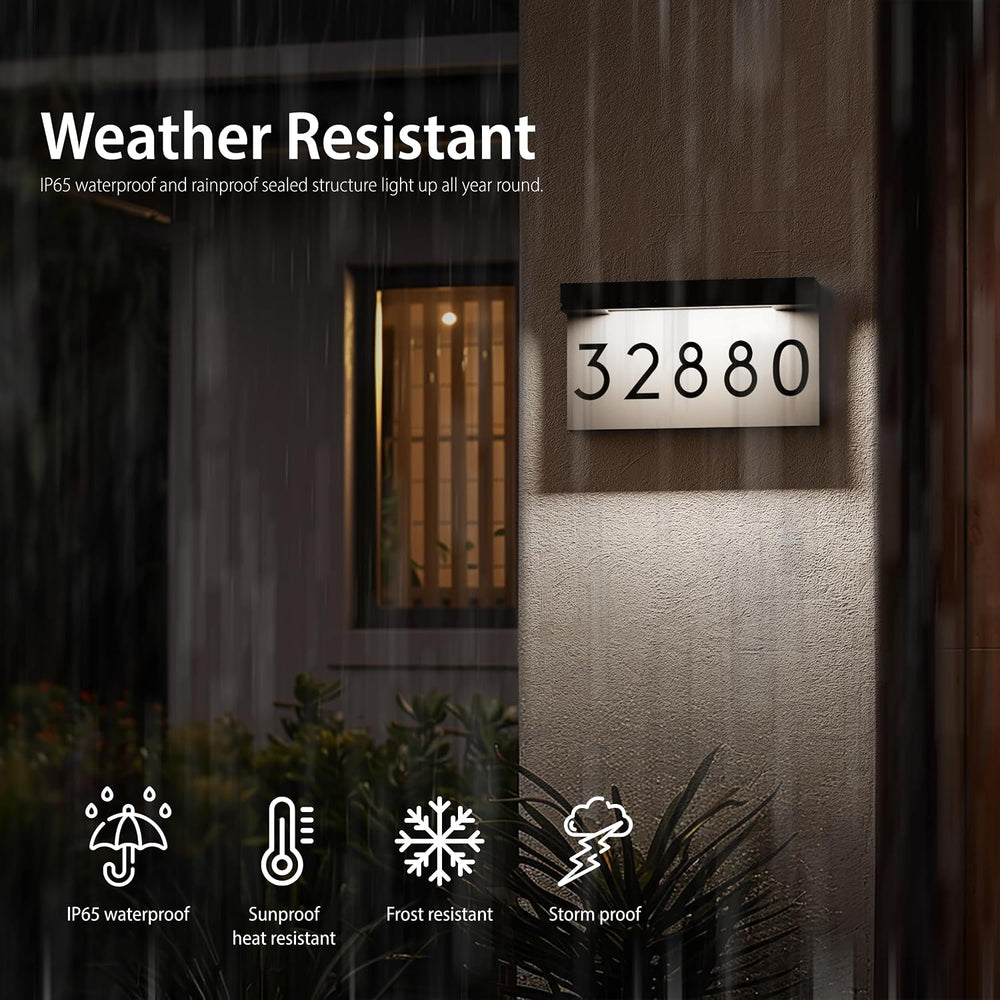 Solar Address Sign, Lighted House Numbers for Outside Waterproof