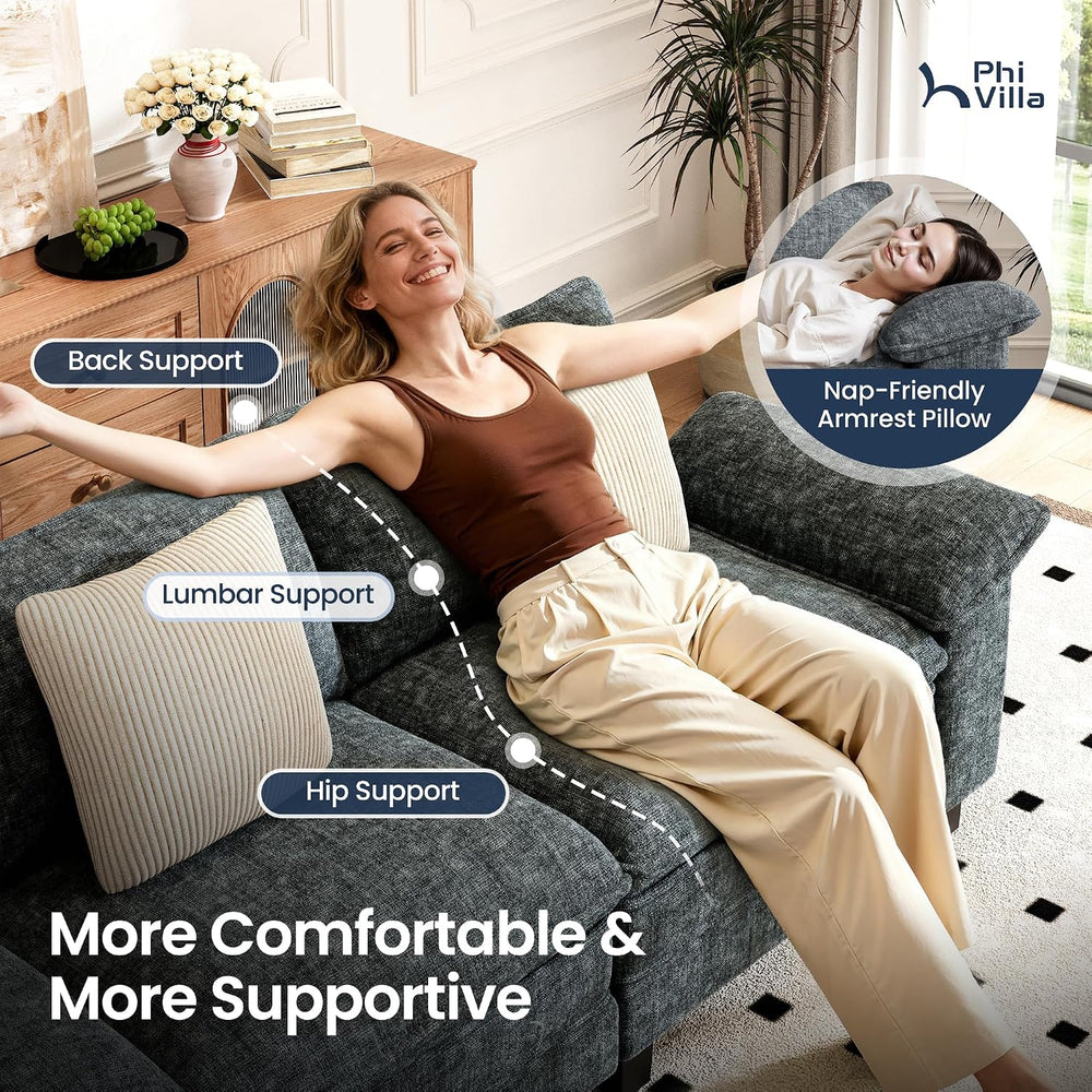 PHI VILLA 2-Piece Modular Loveseat Couch & 3-Seat Sectional Sofa Set