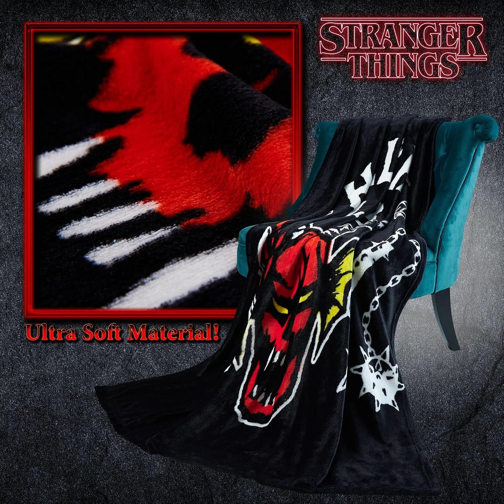 Stranger Things Blanket Throw Bedroom Accessories Fleece Blanket, Hellfire Cl...