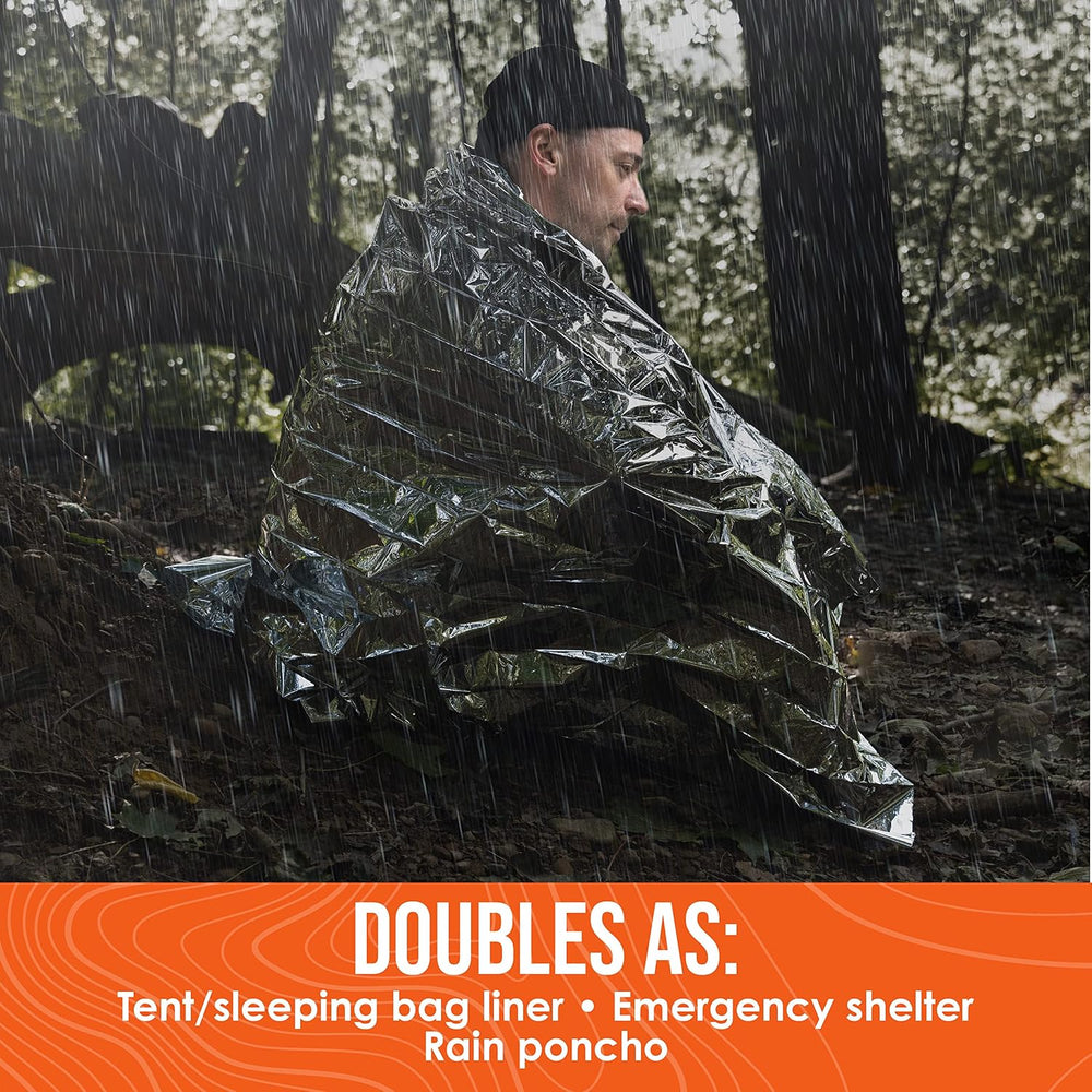 Go Time Gear Mylar Emergency Blankets, Survival Space Blanket Kit, 12-Pack