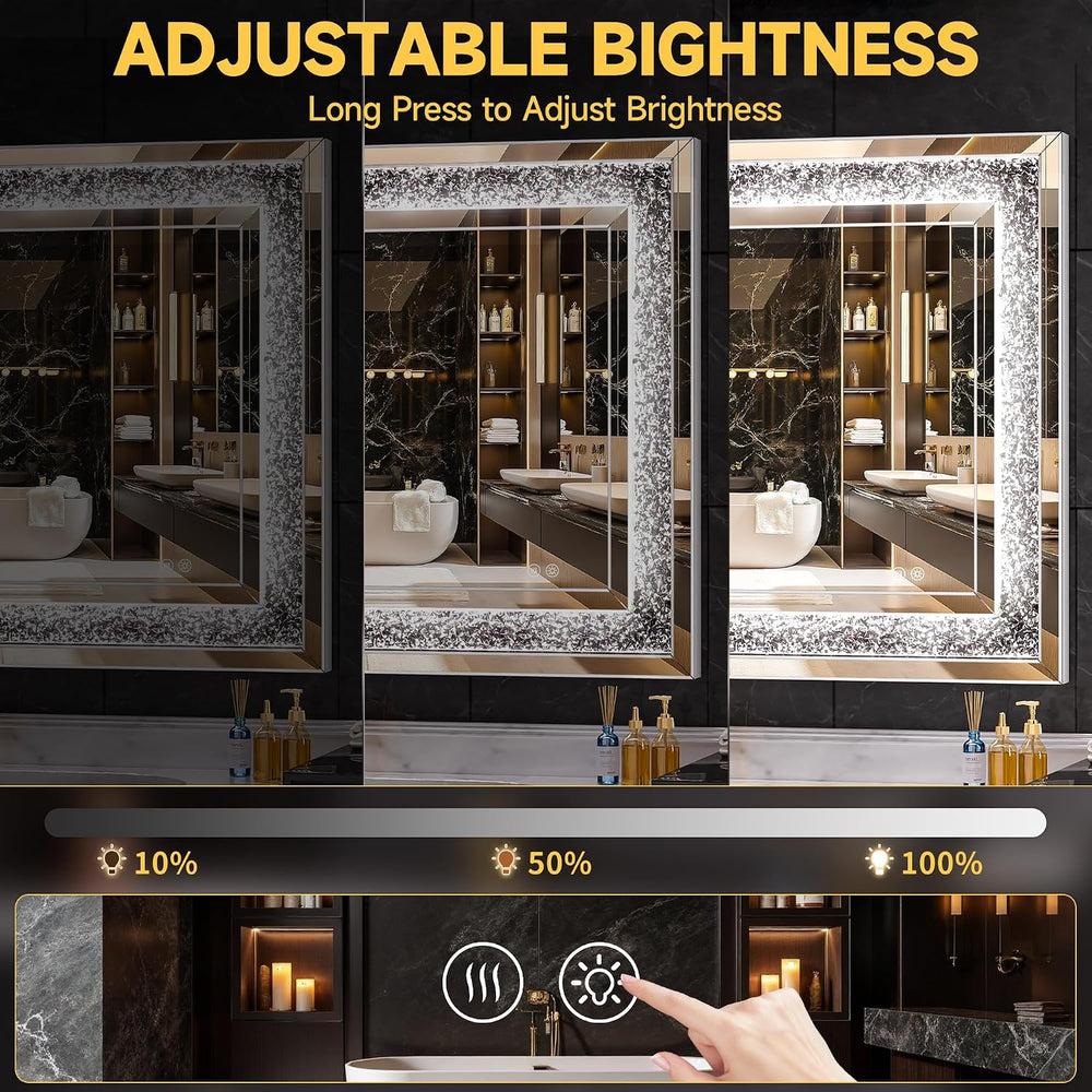 47" x 26" LED Diamond Wall Mirror, Dim & Anti-Fog