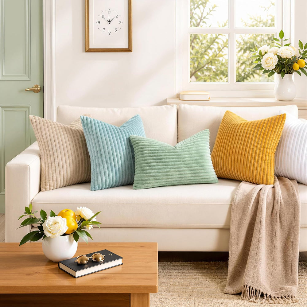 Simmore Fall Soft Sage Green Flannel Throw Pillow Covers 26X26 Set of 2
