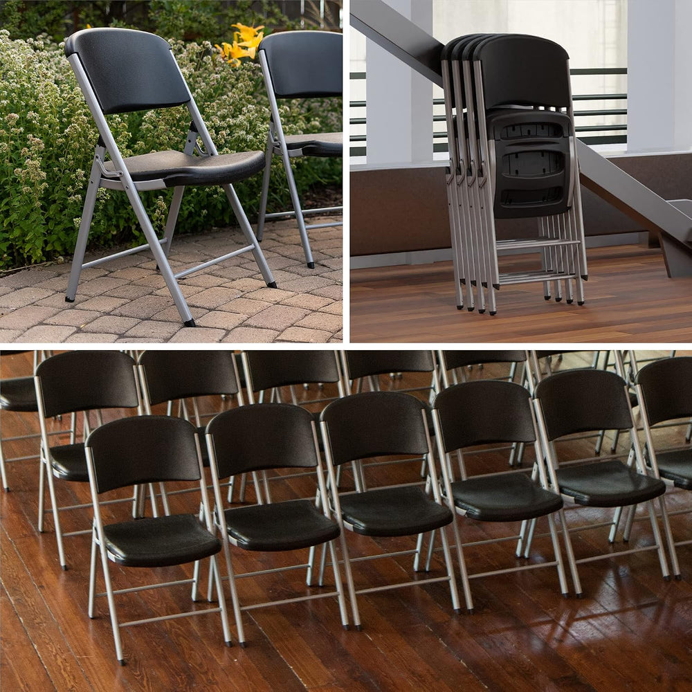LIFETIME 80844 Commercial Grade Folding Chairs, 6 Pack, Black