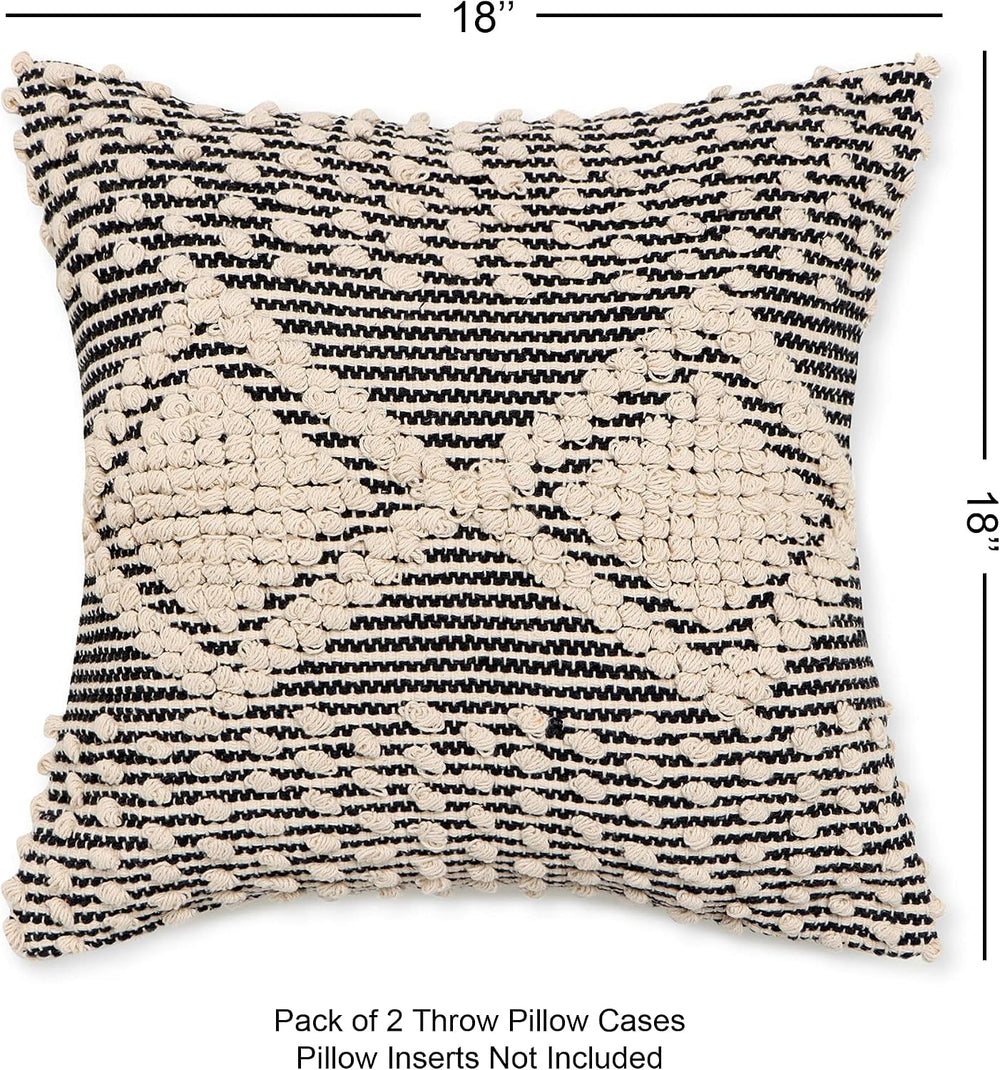 · REDEARTH · Boho Textured Handwoven Throw Pillow Cases - Diamond Medley