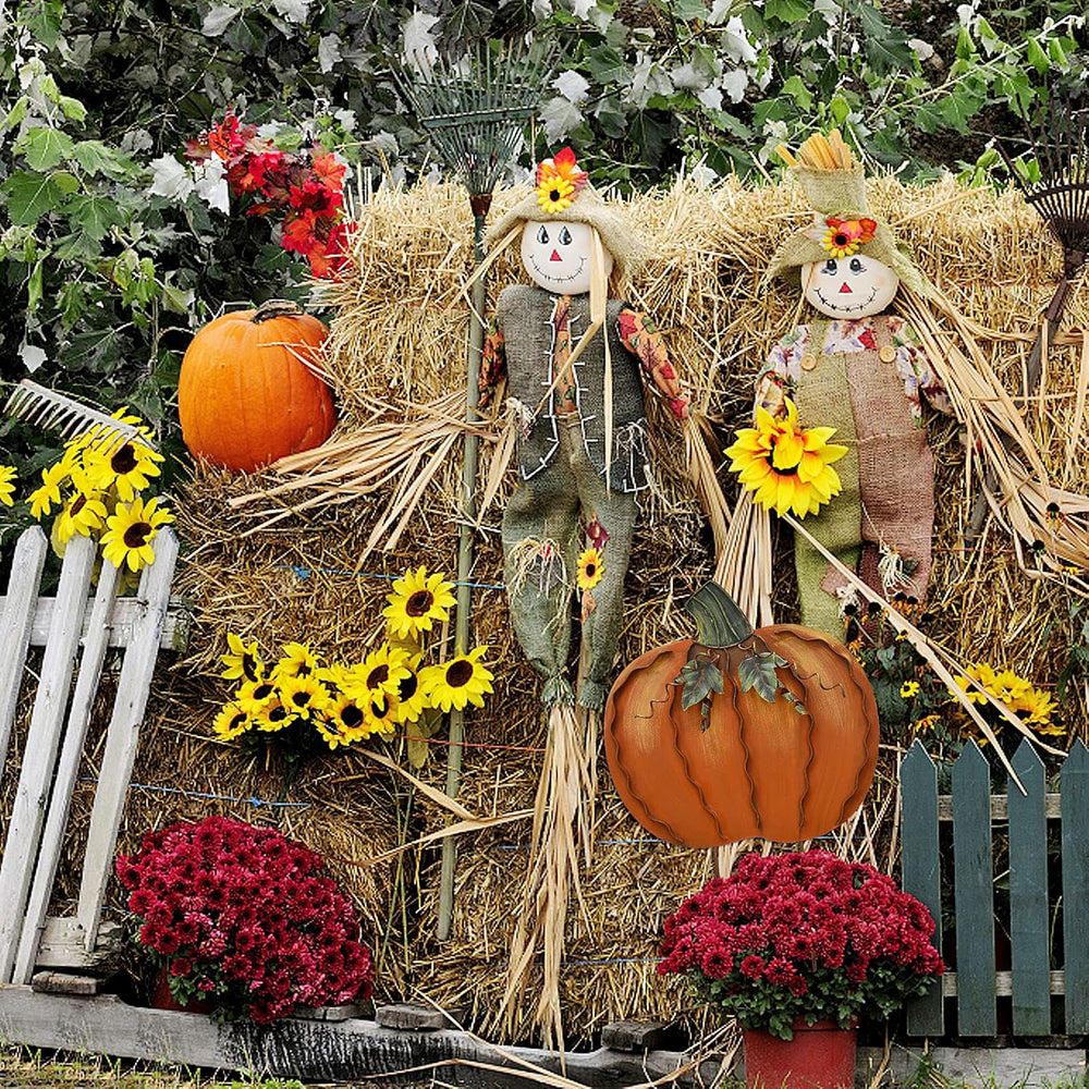 Pumpkin Garden Stakes Fall Decor Outdoor Pumpkin Yard Stake Sign Art