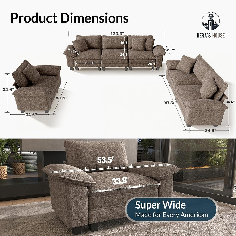 HERA'S HOUSE 3 Pieces Modular Sectional Couch Set with Armchair Loveseat