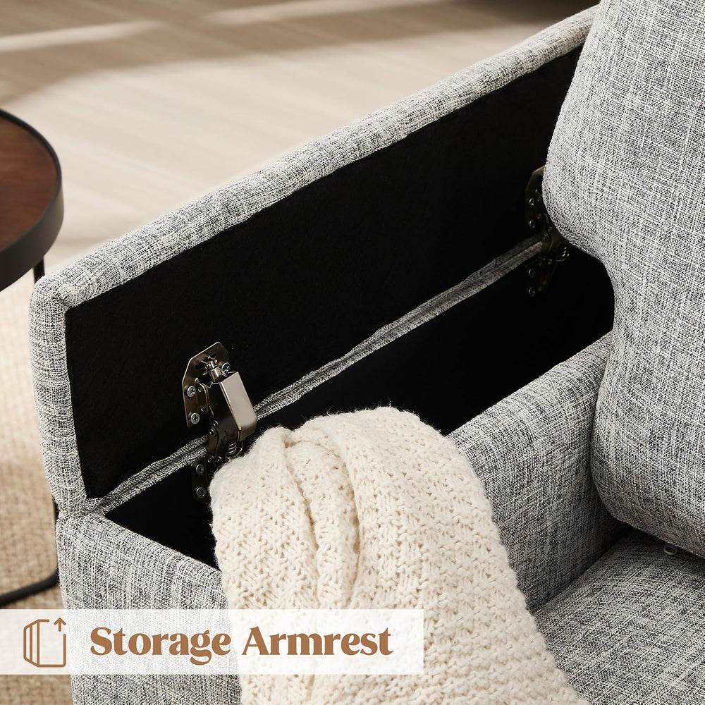Accent Chair with Armrest Storage, Modern Upholstered Reading Living Room Cha...