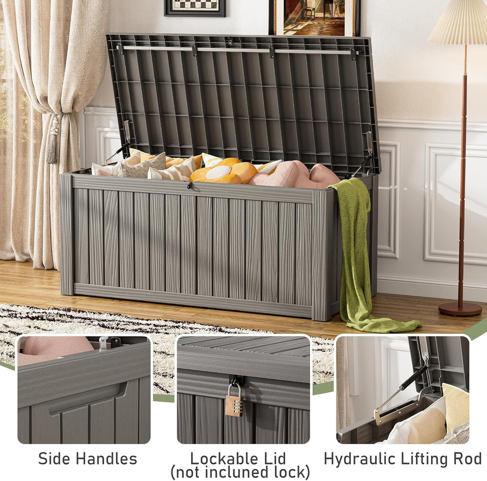 Resin Outdoor Deck Storage Box Waterproof (Grey, 150 Gallon)