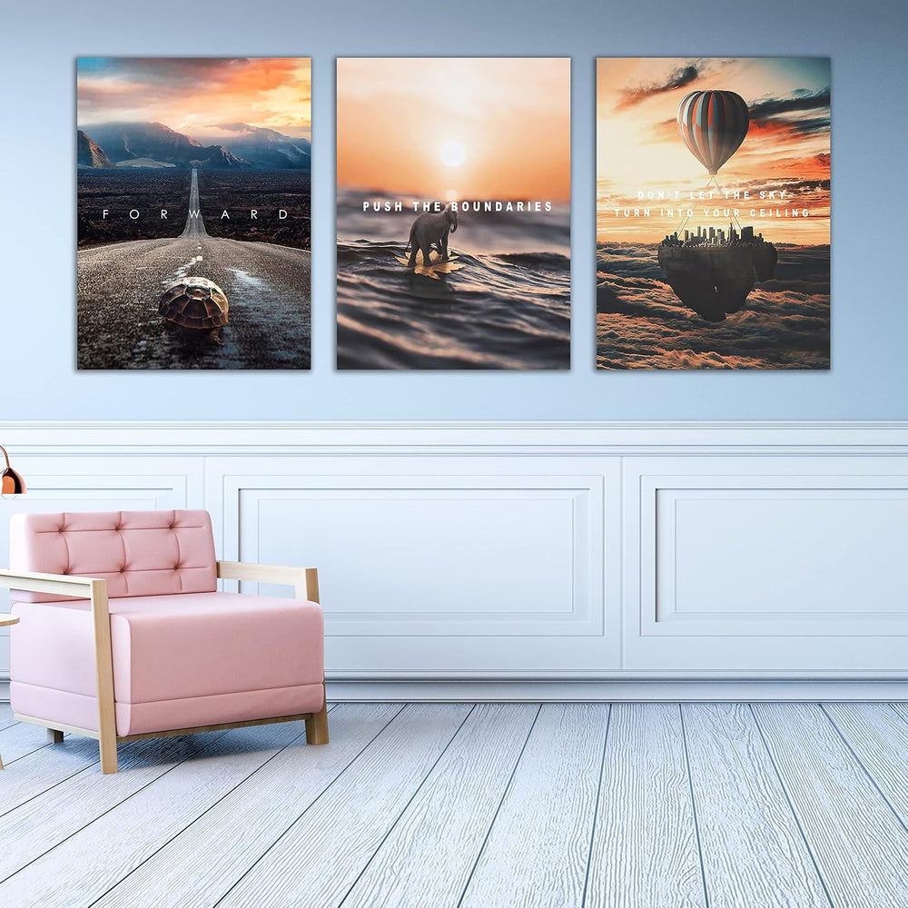 Motivational Wall Decor Poster Inspirational Wall Art 3 Pieces Canvas Wall Pa...