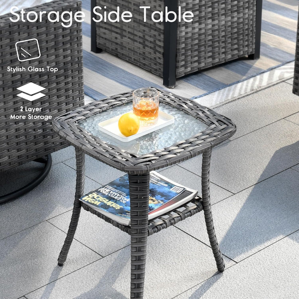 HOOOWOOO Patio Outdoor Conversation Set with Fire Pit Table,9 Piece Modern Ou...