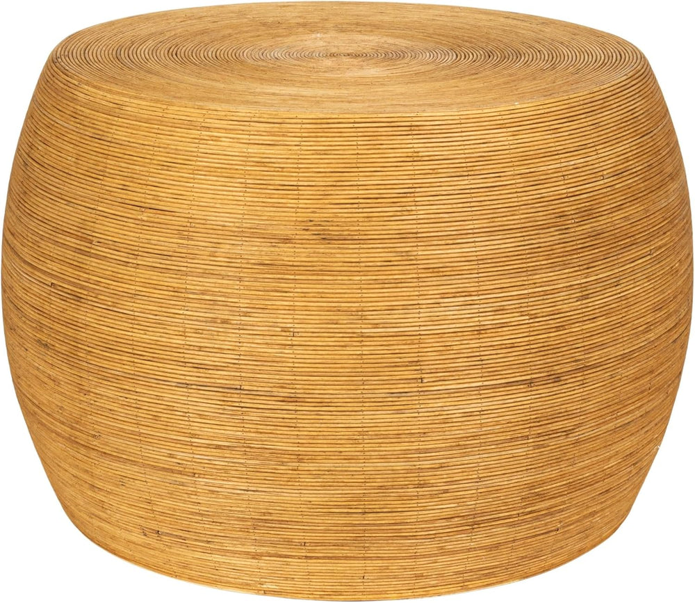 Creative Co-Op Round Bamboo Rattan Barrel Coffee Table, Natural