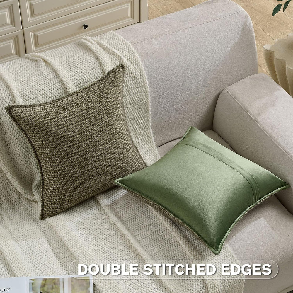 FUTEI Pack of 2 Chenille Throw Pillow Covers 22x22 Inch, Olive Green