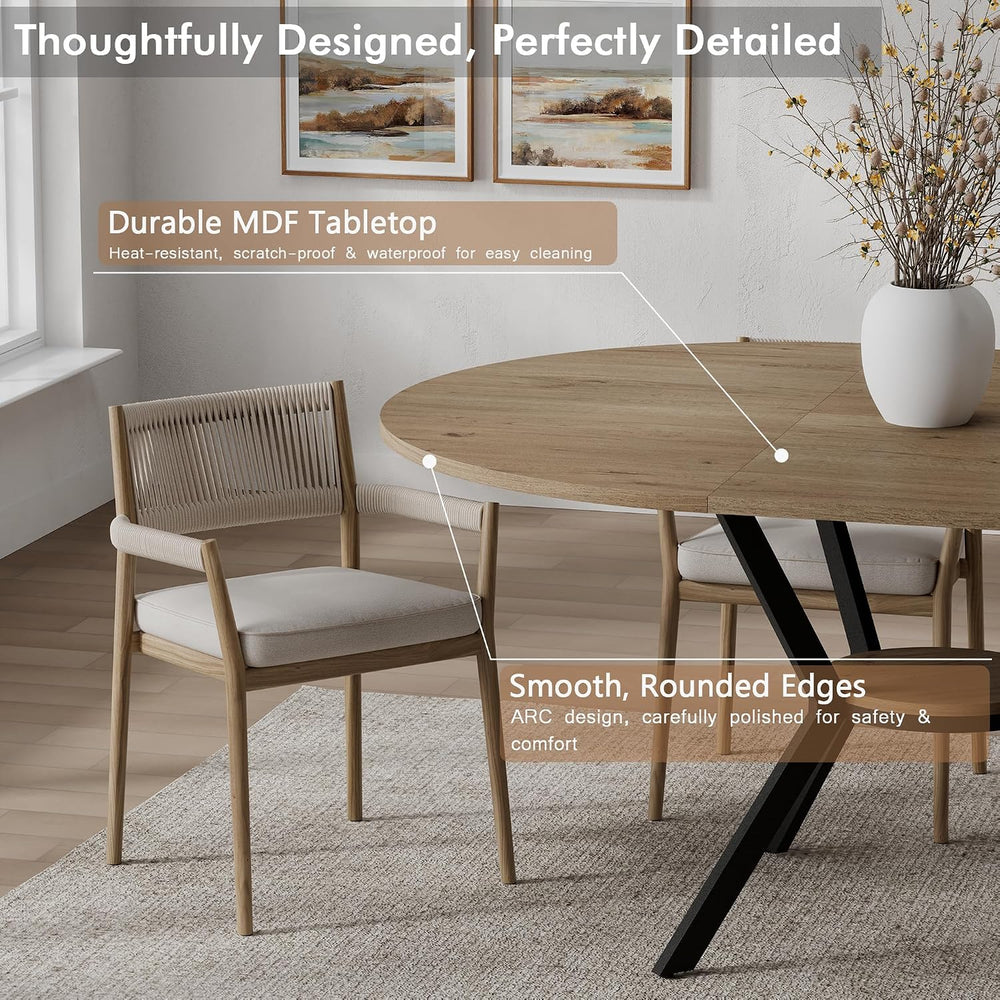 MECHYIN 42"-58" Extendable Round Dining Table for 4-6,with Storage ...