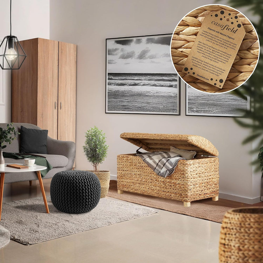 Casafield 36" Storage Trunk with Curved Lid and Safety Hinge - Natural, ...
