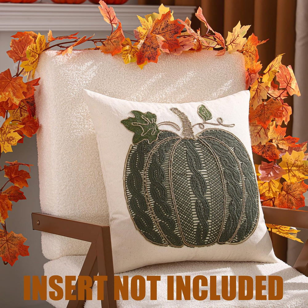 Halloween Green Pumpkin Throw Pillow Covers 18x18 Set of 2
