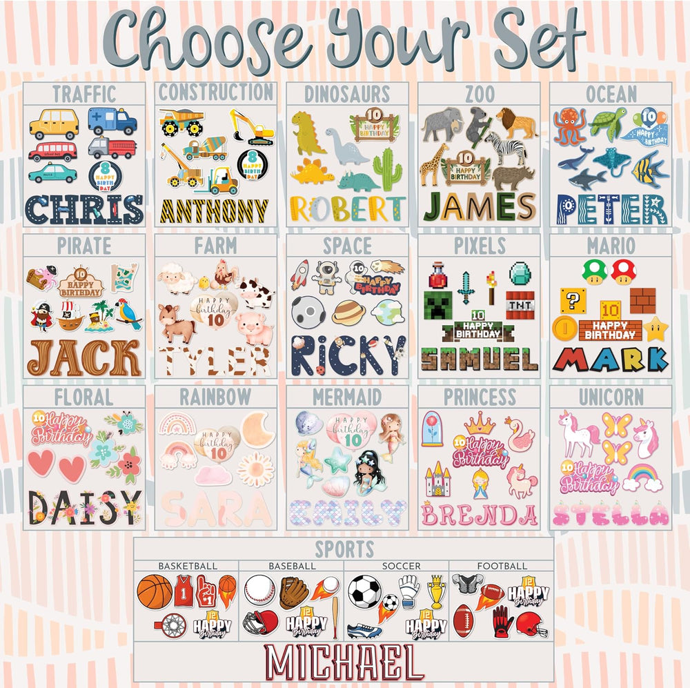 Personalized Happy Birthday Yard Sign & Matching Icons - 2 Sizes, 16 Them...