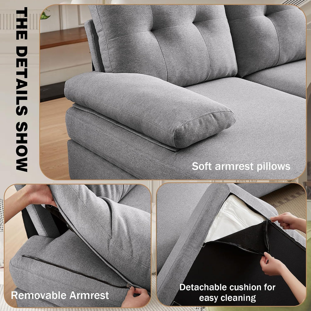 Sectional Couches for Living Room, Modern Linen Fibre U Shaped Sofa Couch wit...