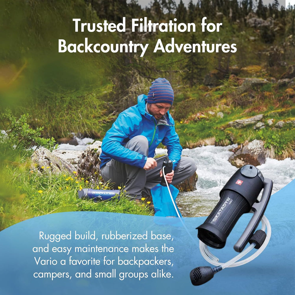 Katadyn Vario Dual Mode Hand Pump Continuous Water Filter for Backcountry