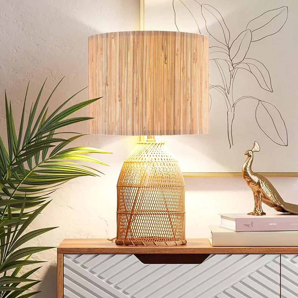 GO&SO 13" Straw Boho Lamp Shade for Table Lamps,Medium Yellow Shade ...