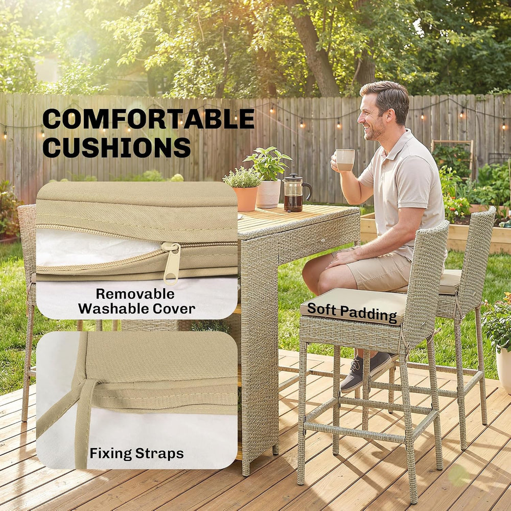 Outsunny 5 Piece Outdoor Bar Set Outdoor High Top Table and Chairs Brown