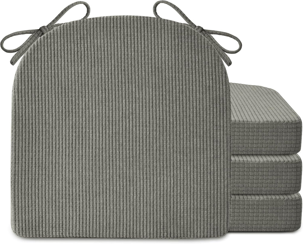 Dining Chair Cushions Set of 4, 16"X16"X2", D-Shape, Light Grey