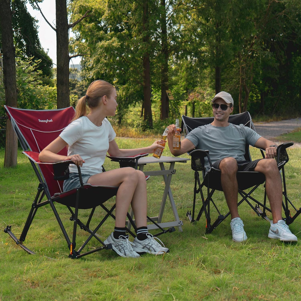 SUNNYFEEL Oversized Folding Rocking Camping Chair with Buckle Design 500lbs