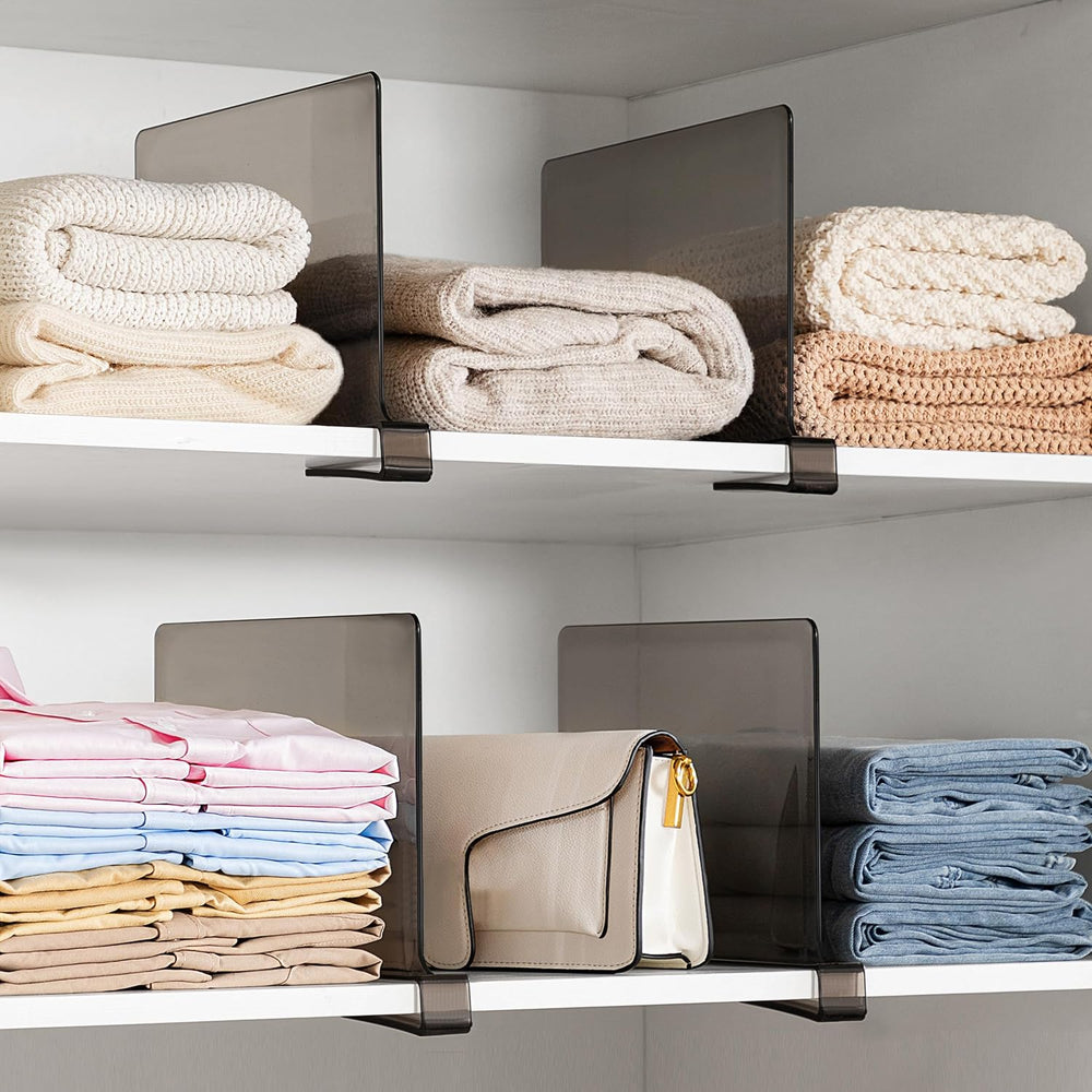 HBlife 6 Pack Grey Shelf Dividers, Vertical Purse Organizer for Closet Perfec...