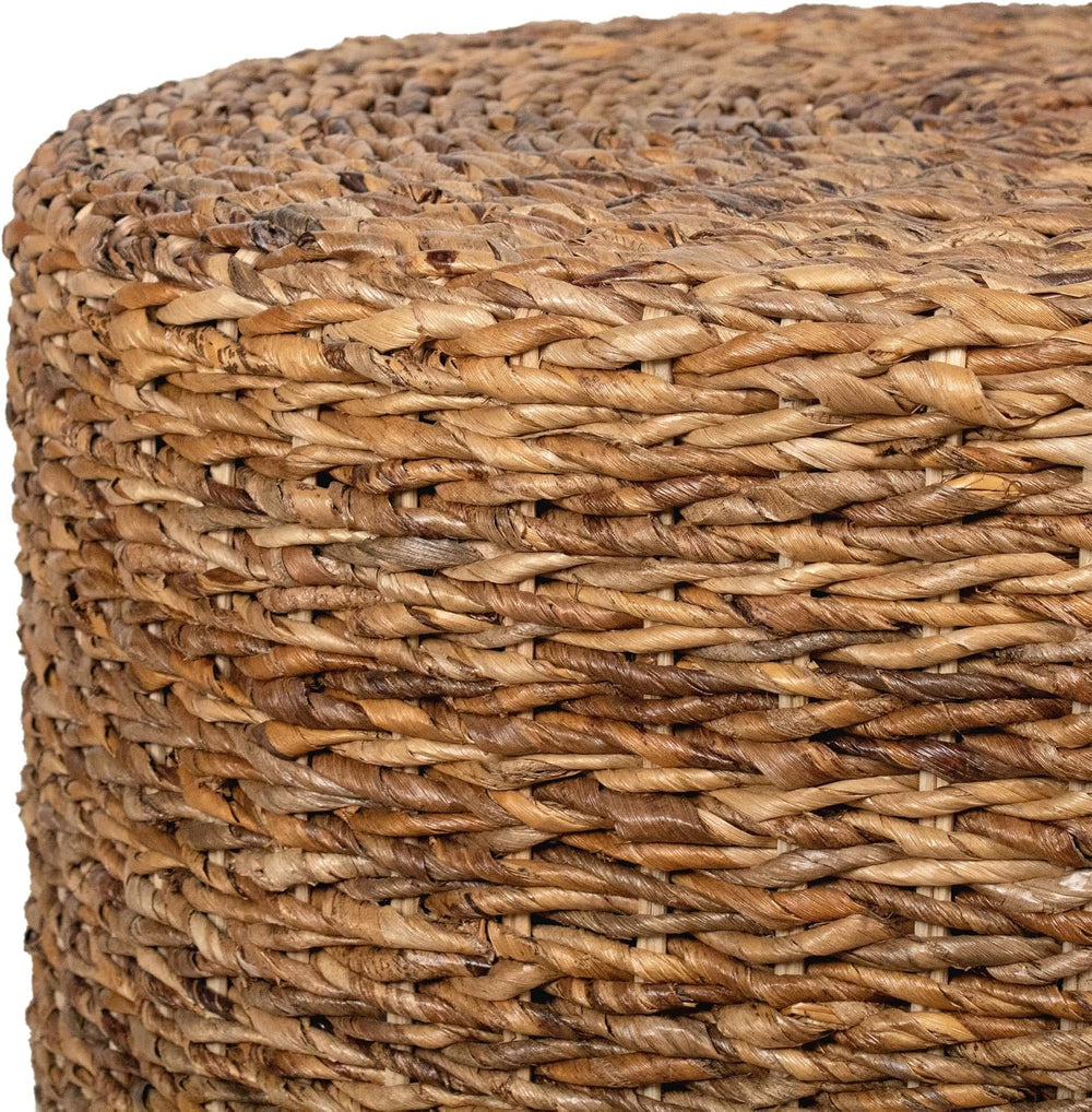 East at Main Round Rattan Coffee Table, Handwoven Wicker Boho Coastal