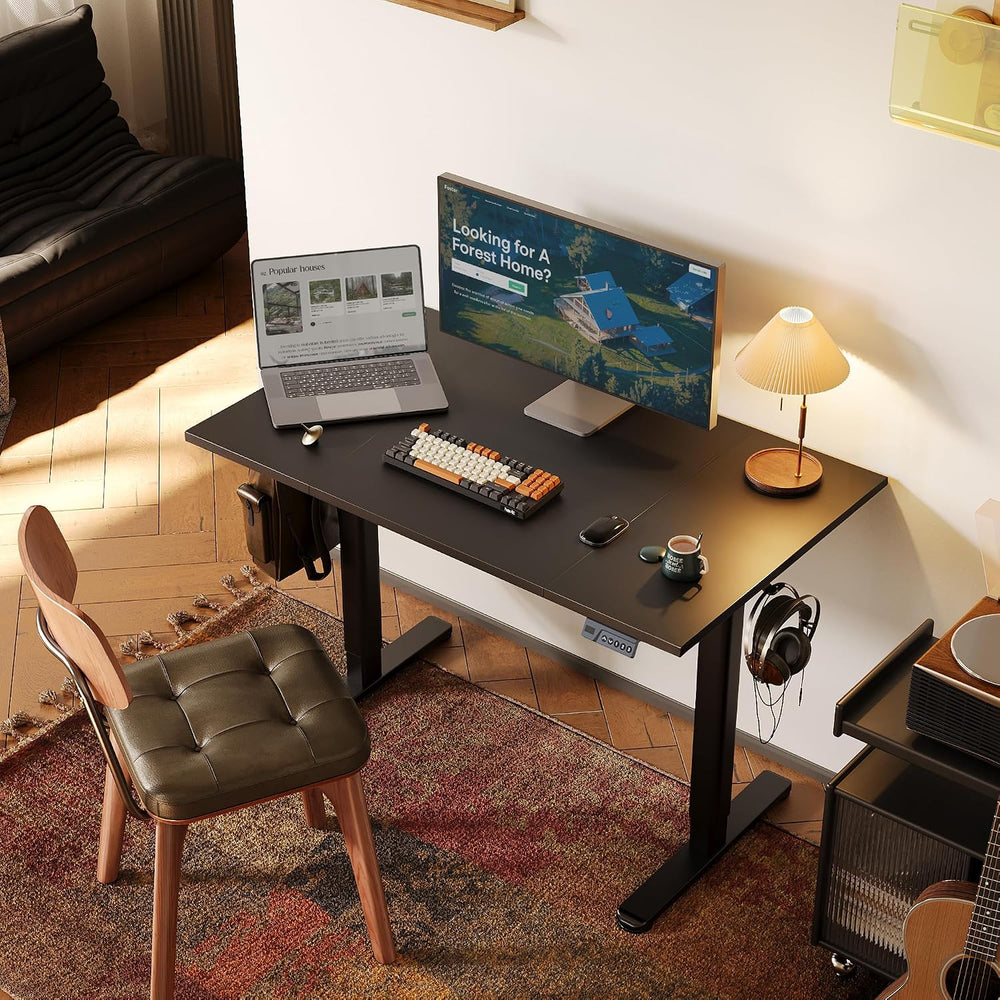 Claiks Electric Height Adjustable Standing Desk, 48x24 Inch, Deep Black