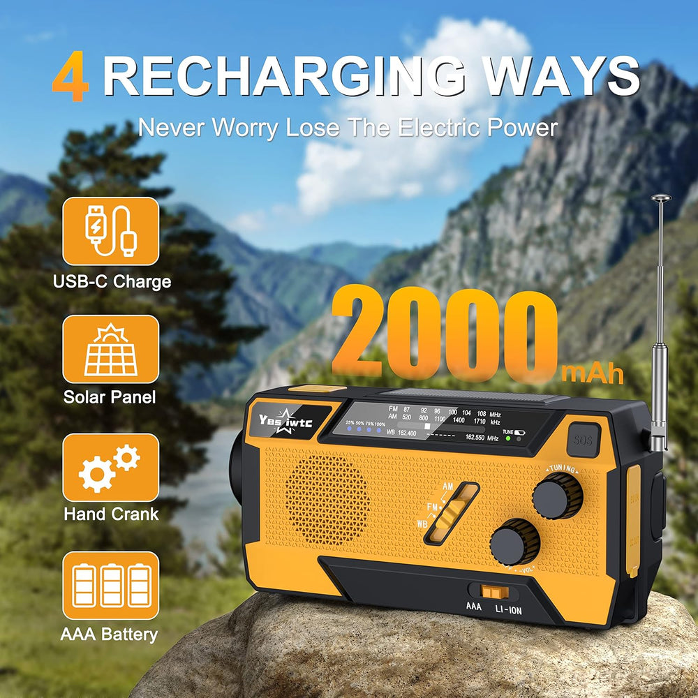 7400mWh Emergency Weather Radio with 3 in 1 Charging Cable Emergency Radio So...