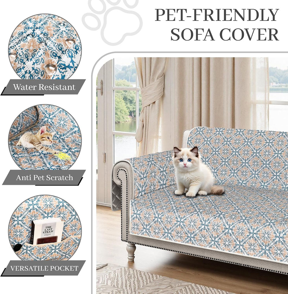 ALIECOM 100% Waterproof Couch Cover for 3 Cushion Couch Sofa Pet Friendly Sof...