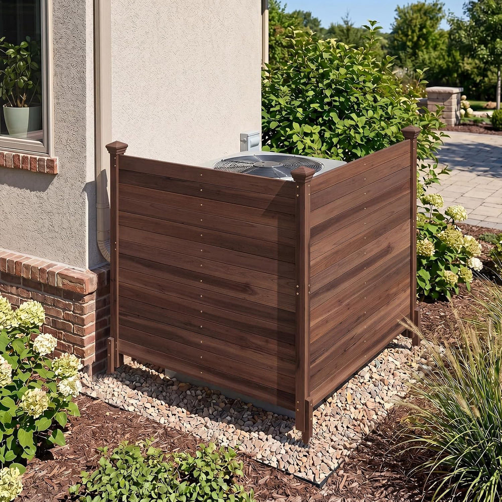 Giantex 4 Panels Wooden Privacy Fence with Stakes, 47" W x 45.5" H,...