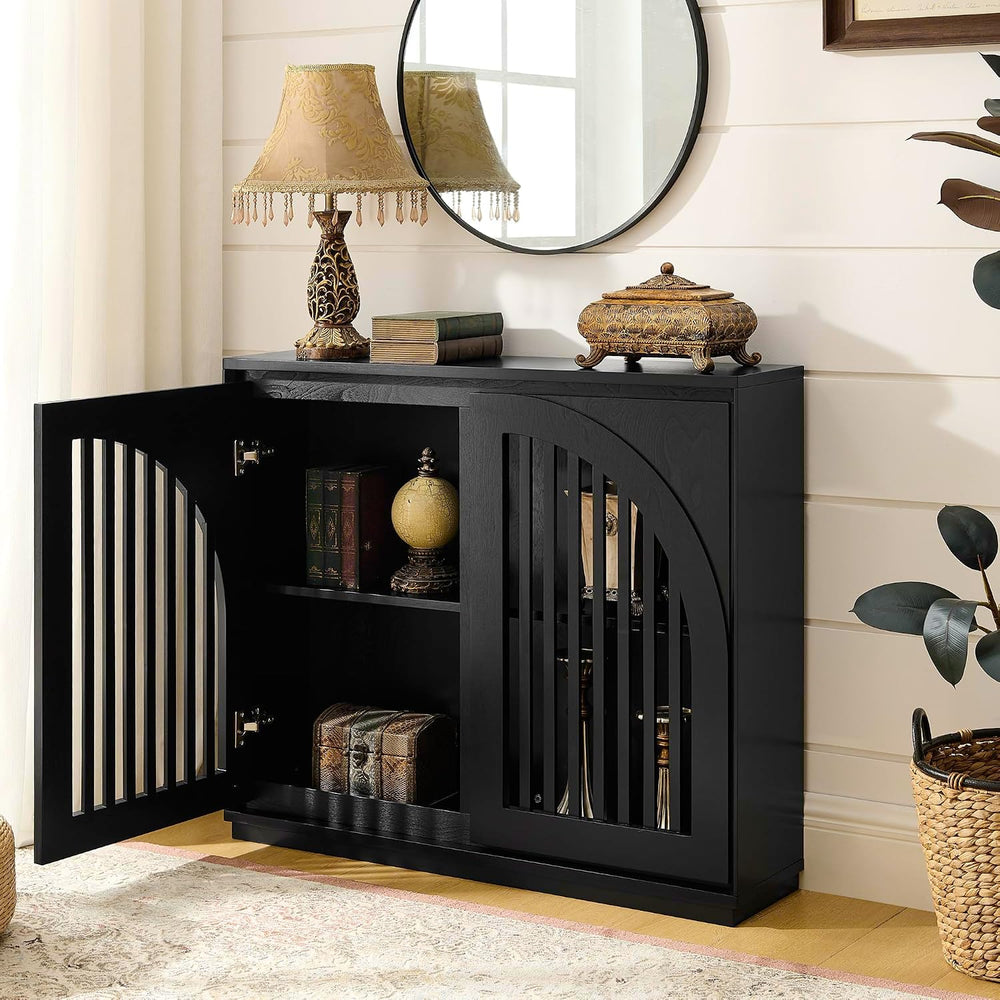 LKTART Black Sideboard Buffet Storage Cabinet,Narrow Small Entryway Cabinet
