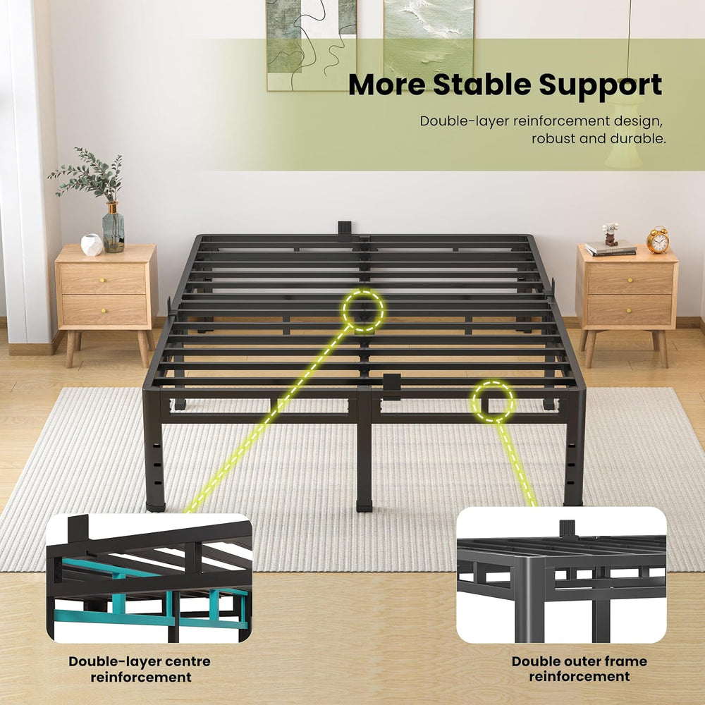 NKZ 2-in-1 Queen Size Metal Platform Bed Frame, 14 Inch Heavy Duty Bed Base