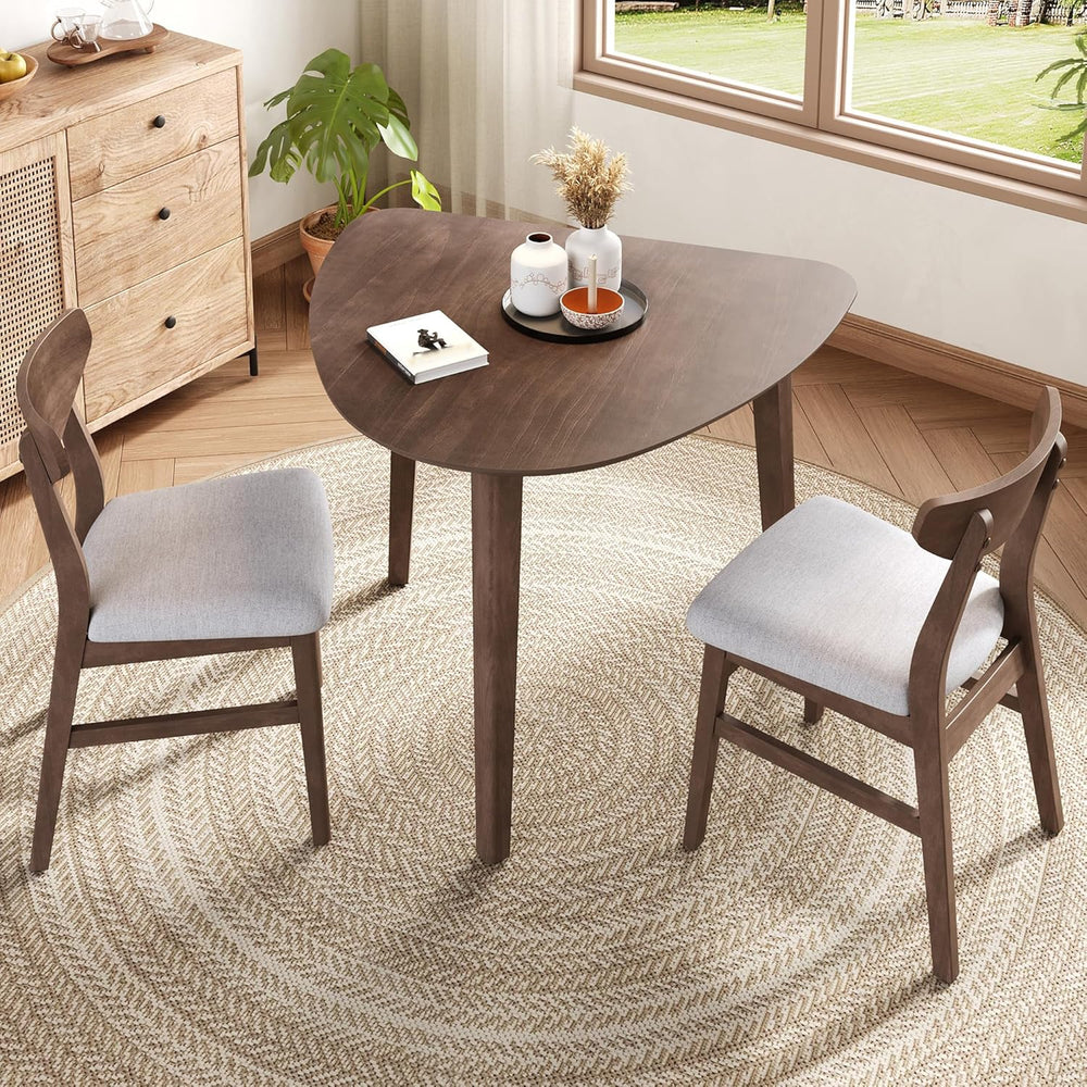 P PURLOVE Modern 3 Piece Table Set, Wood Triangular Table (Brown and Grey)