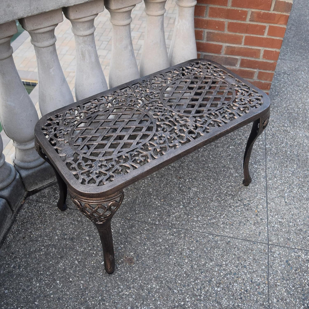 Oakland Living Mississippi Cast Aluminum Cocktail Table, 35-Inch by 18-Inch, ...