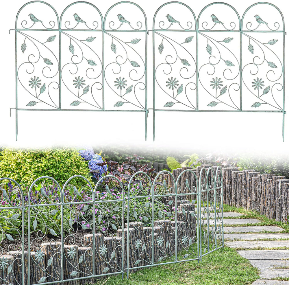 Sungmor 25in x 8ft Metal Garden Fence Border, Rustic Style Decorative Garden ...
