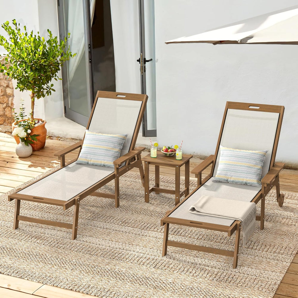 LUE BONA Lounge Chair Outdoor Set of 2,HDPS & HDPE Wicker Adjustable Chaise