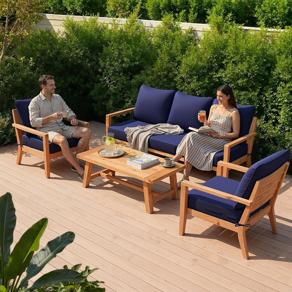 Crestlive Water Resistant Outdoor Deep Seat Cushion Set of 2, 24x24x5.5