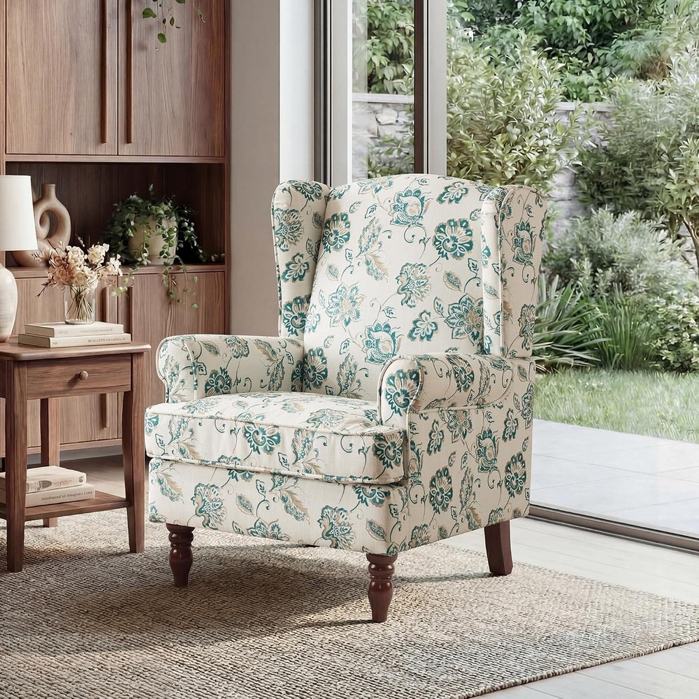 EROMMY Floral Accent Chair, Comfortable High Back Upholstered Armchair with S...