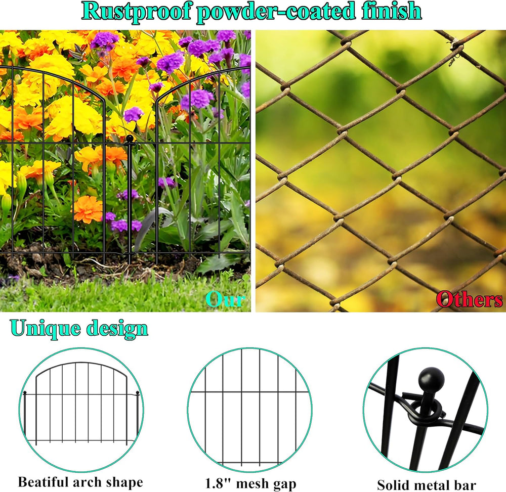 Animal Barrier Fence 12in(H) x 19.5ft(L), No Dig Decorative Garden Fence with...