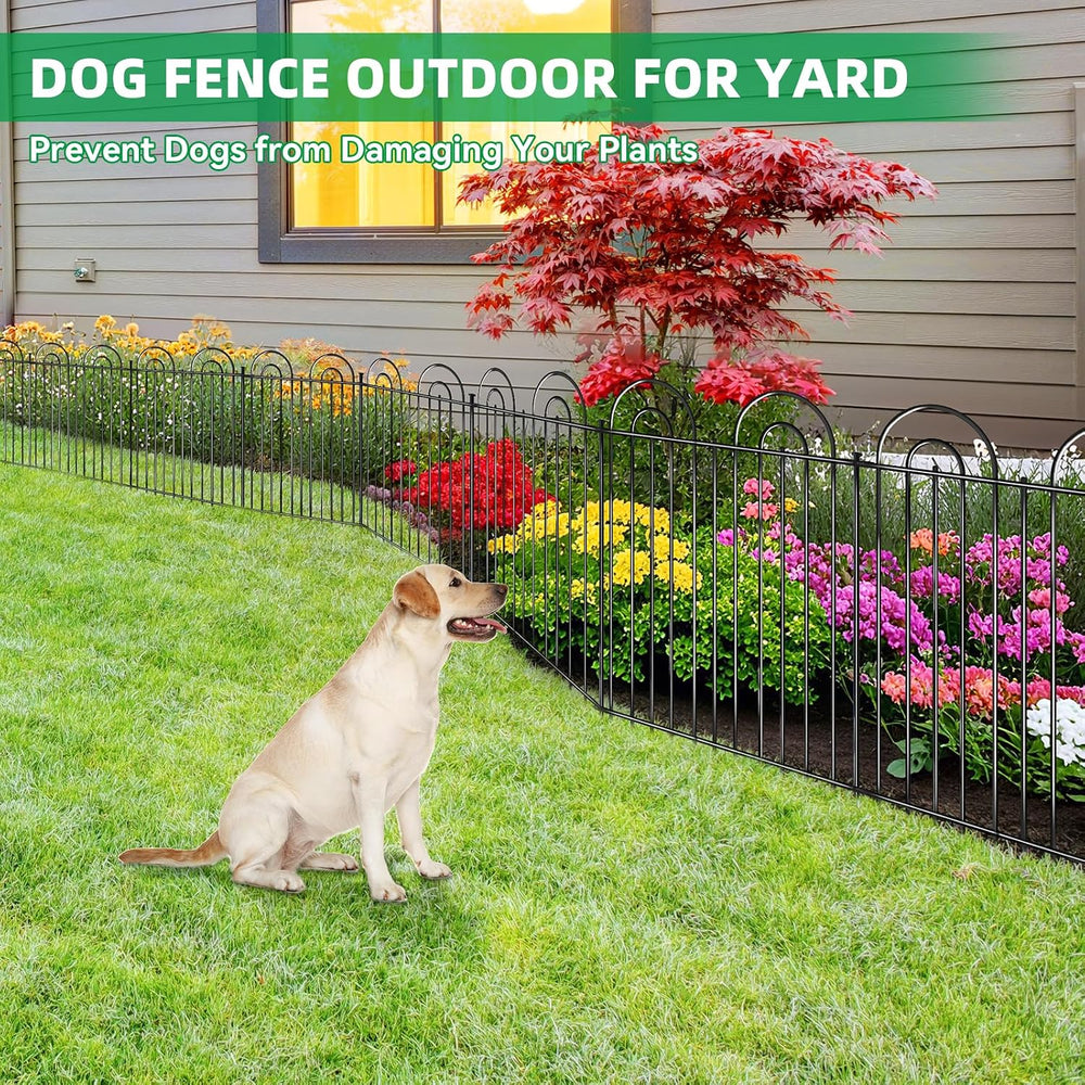 15 Panels No Dig Decorative Garden Fence, 24in(H) X 30ft(L) Tall Dog Fence Ou...