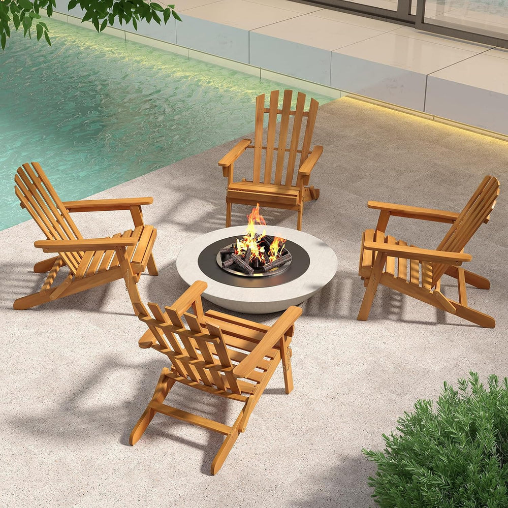 Tangkula Folding Acacia Wood Adirondack Chair, 400 LBS, 2 Pack