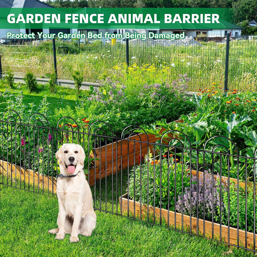 15 Panels No Dig Decorative Garden Fence, 24in(H) X 30ft(L) Tall Dog Fence Ou...