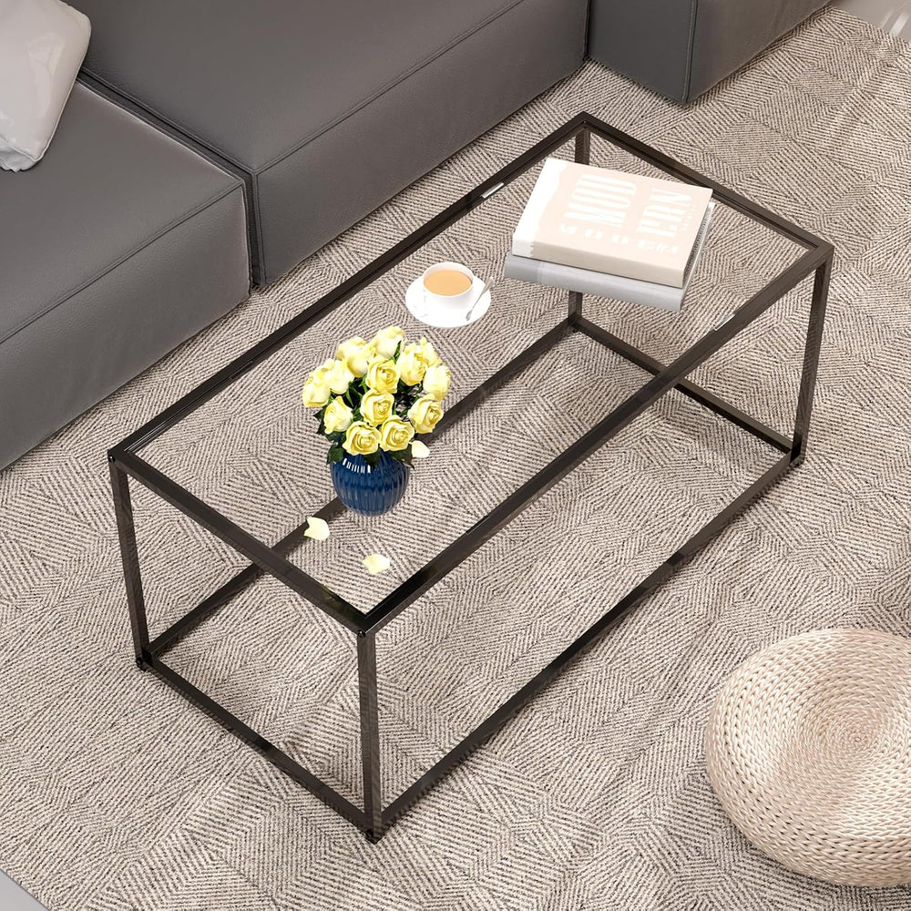Glass Coffee Table Modern Center Table,Minimalist Coffee Table for Living Roo...