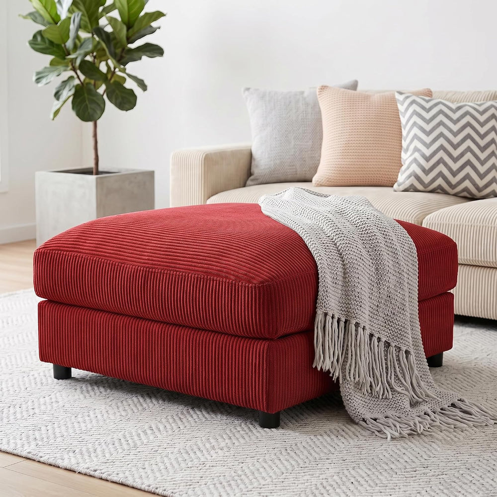 Mofolit 40" Rectangle Corduroy Ottoman Oversized Upholstered Footrest(Red)